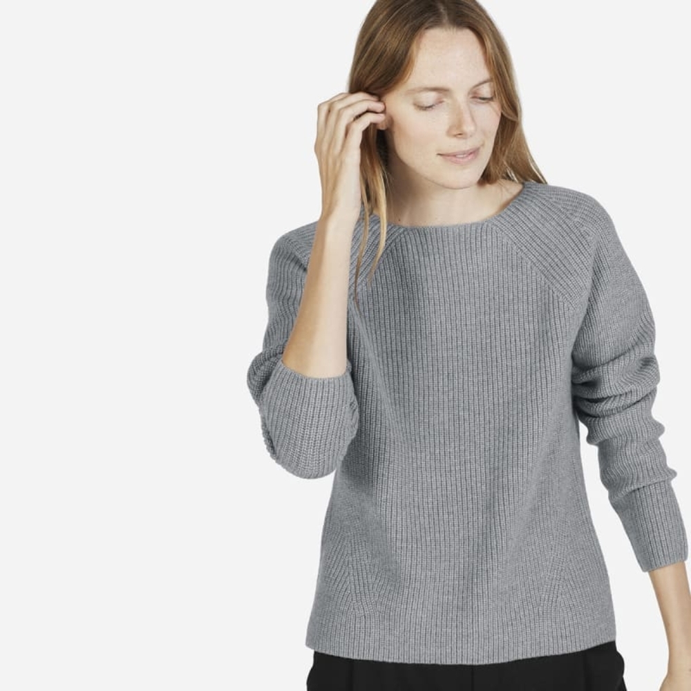 Everlane Chunky Wool Wide Neck Sweater | size S